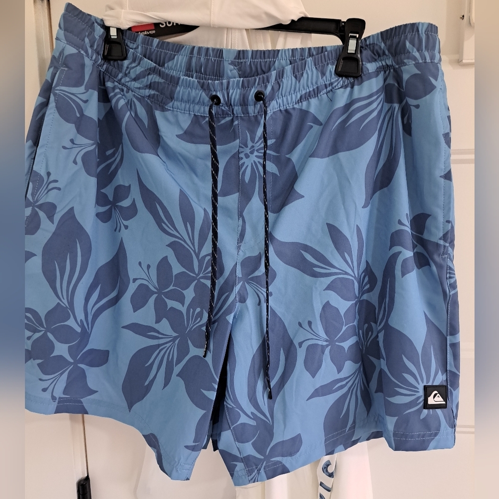 NWT Quiksilver Blue Board Shorts with Tropical Floral Print